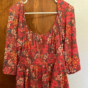 Peasant/baby doll blouse, floral, stretchy - NEW with tags